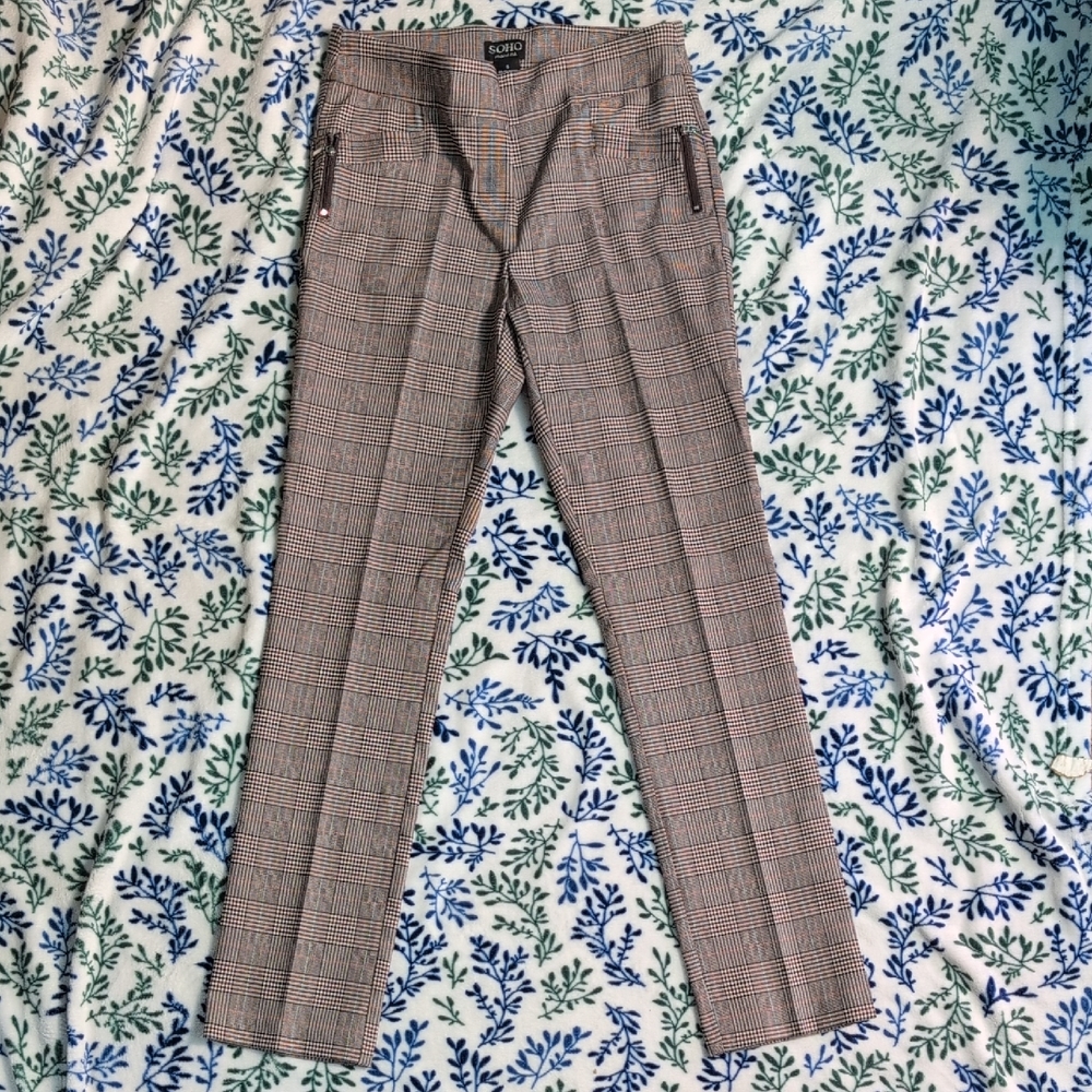Soho Women's Checkered Trousers - Brown and Black